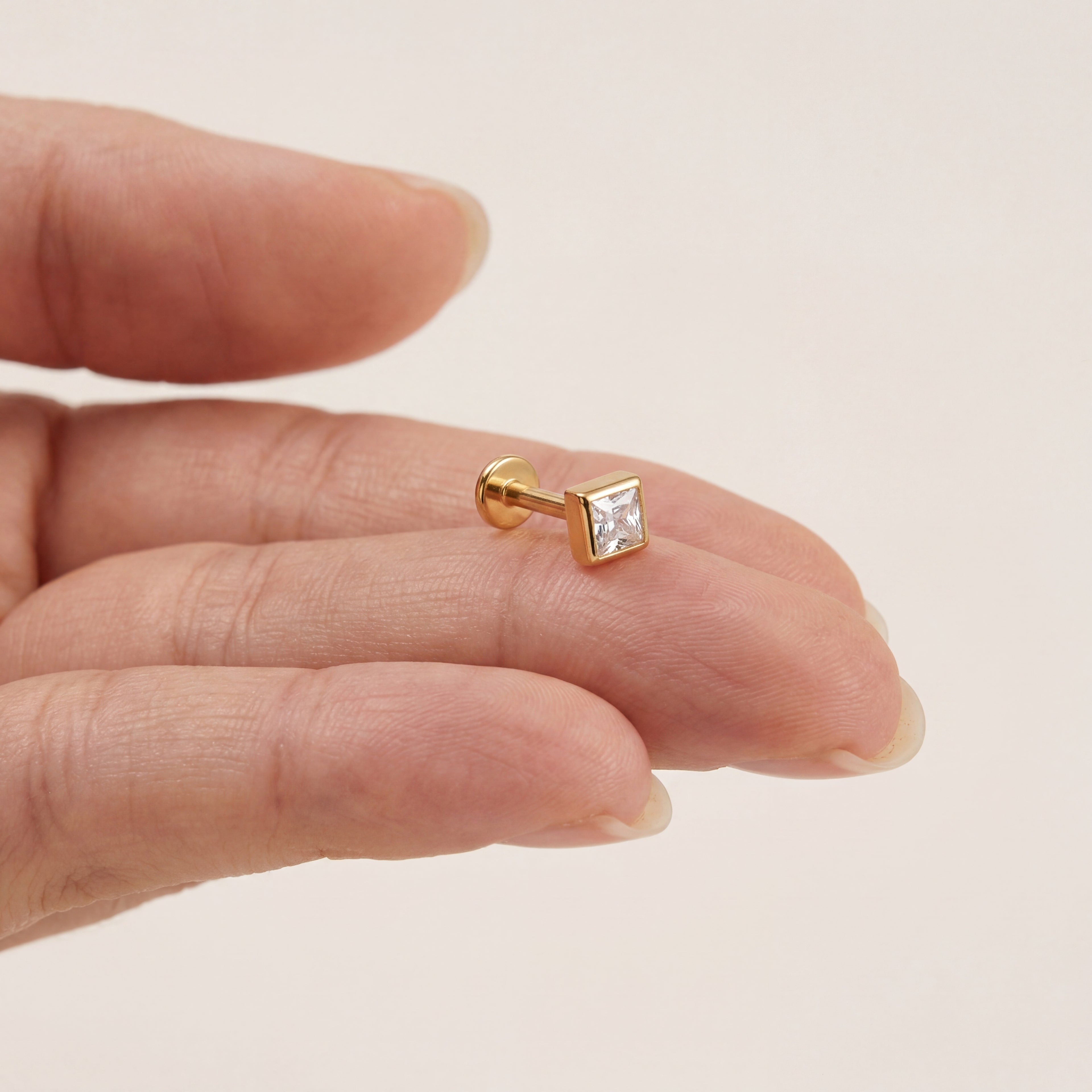 Geometric Square Titanium Stud Earrings - image 4