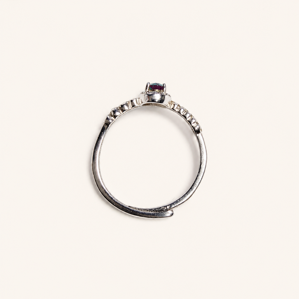 Rosette Trail Lab-Grown Alexandrite Ring upright view