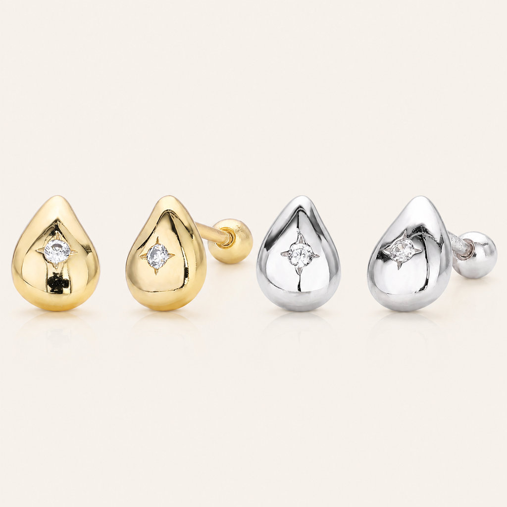 Sterling Silver Minimalist Zirconia Flat Back Earrings