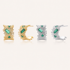 Sterling Silver Irregular C-Shape Zirconia Stud Earrings