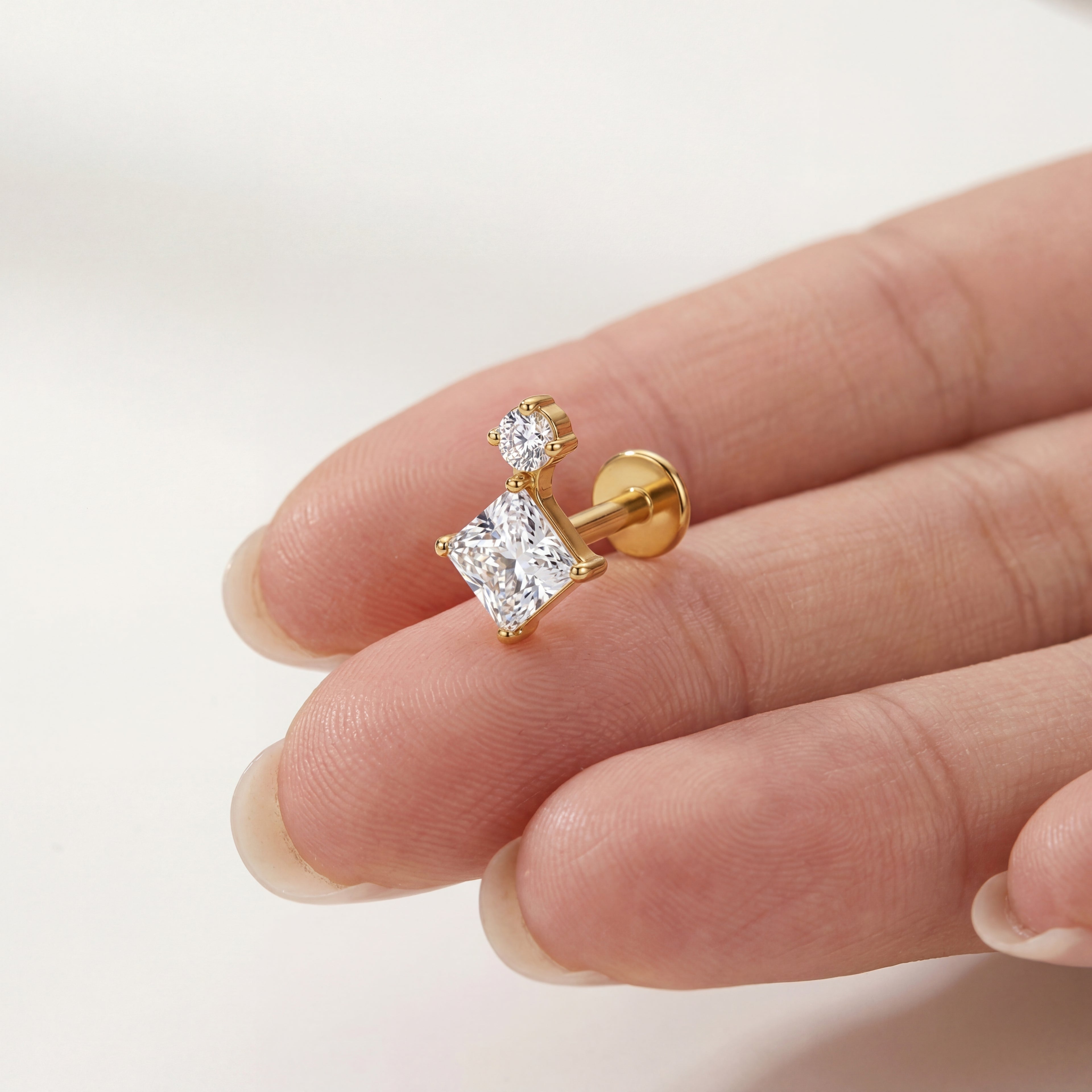 Rounded Square Titanium Stud Earrings - image 4