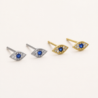Sterling Silver Evil Eye Zirconia Stud Earrings detail