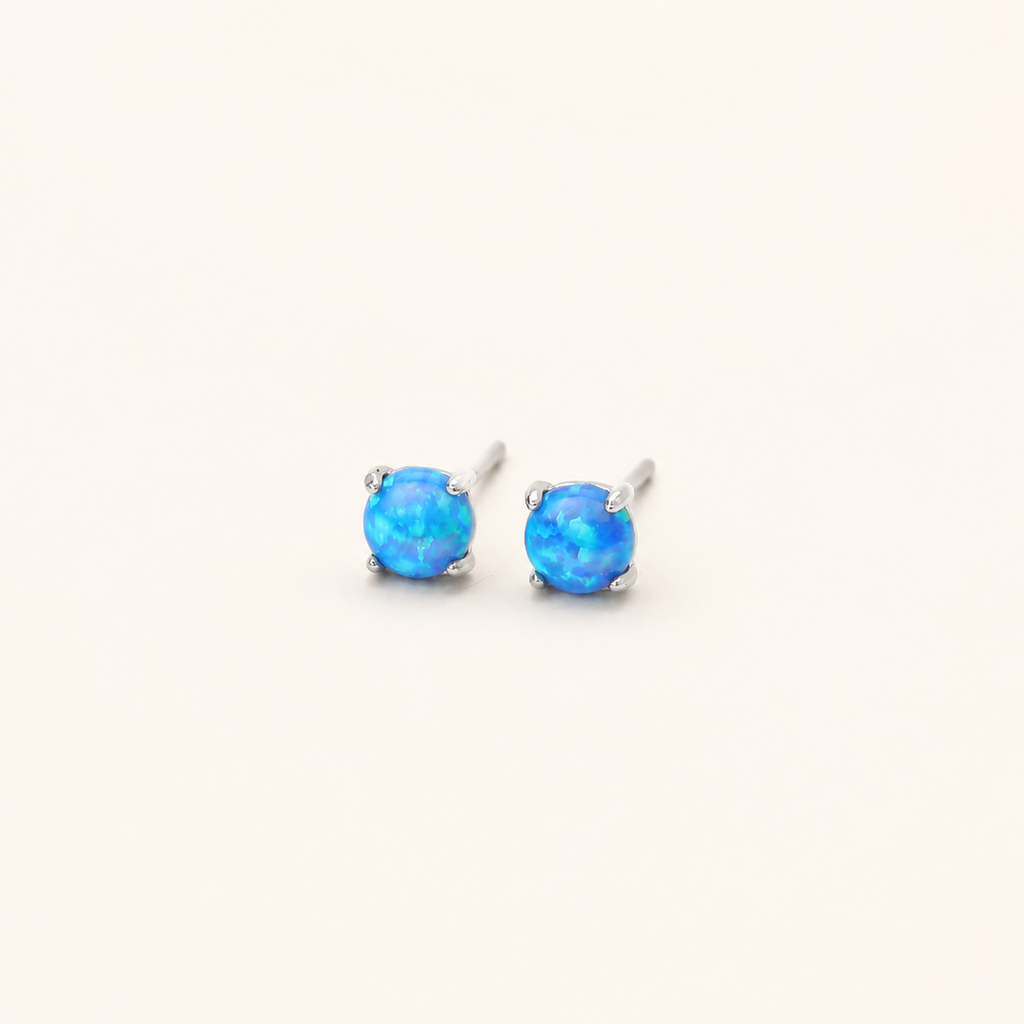 Sterling Silver Mini Opal Stud Earrings detail