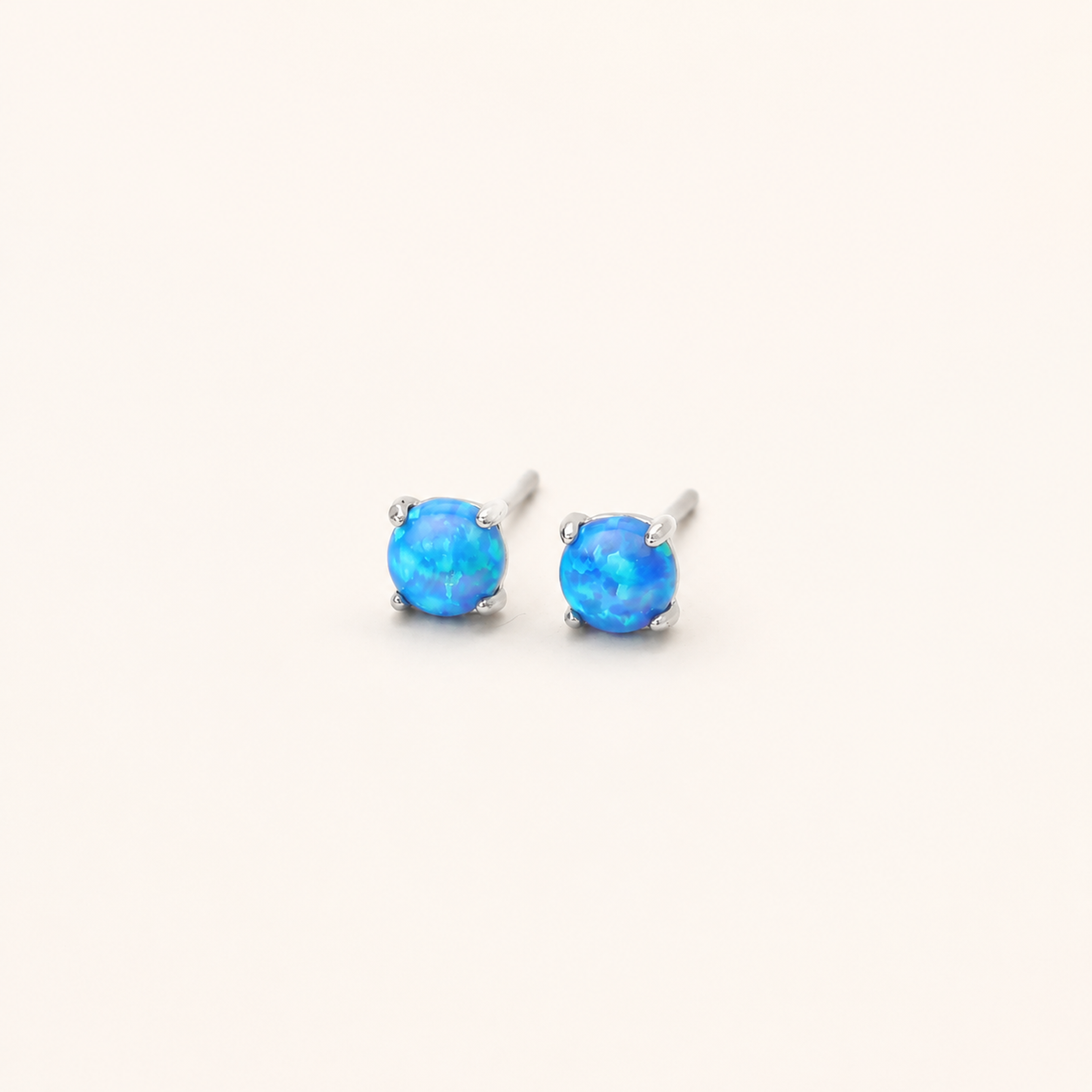 Sterling Silver Mini Opal Stud Earrings detail
