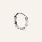 Pave Crystal Titanium Hoop Earrings - Silver