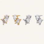 Sterling Silver Mixed-Cut Zirconia Stud Earrings