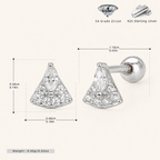 Sterling Silver Marquise Zirconia Fan Flat Back Earrings - Platinum