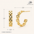 Sterling Silver Polished Chain Drop Stud Earrings - Gold
