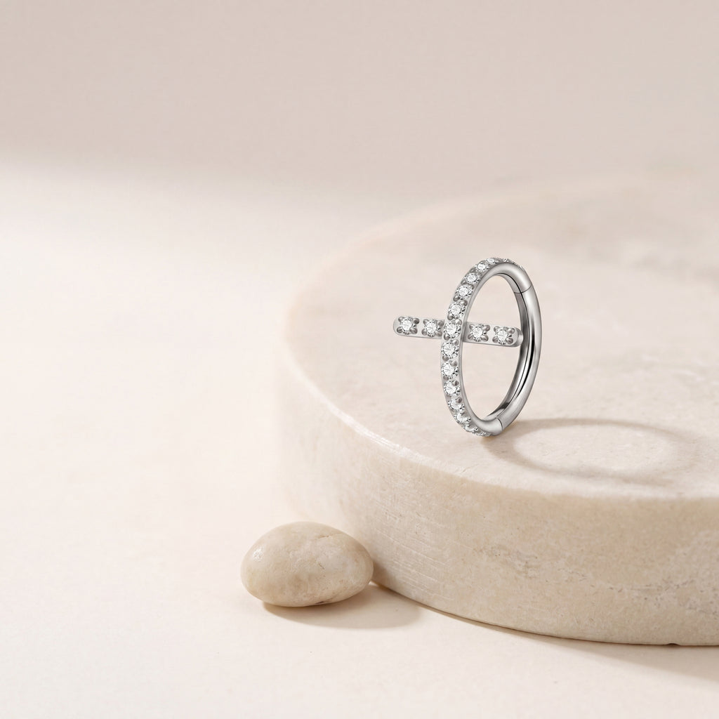 Crystal Cross Titanium Hoop Earrings - image 5