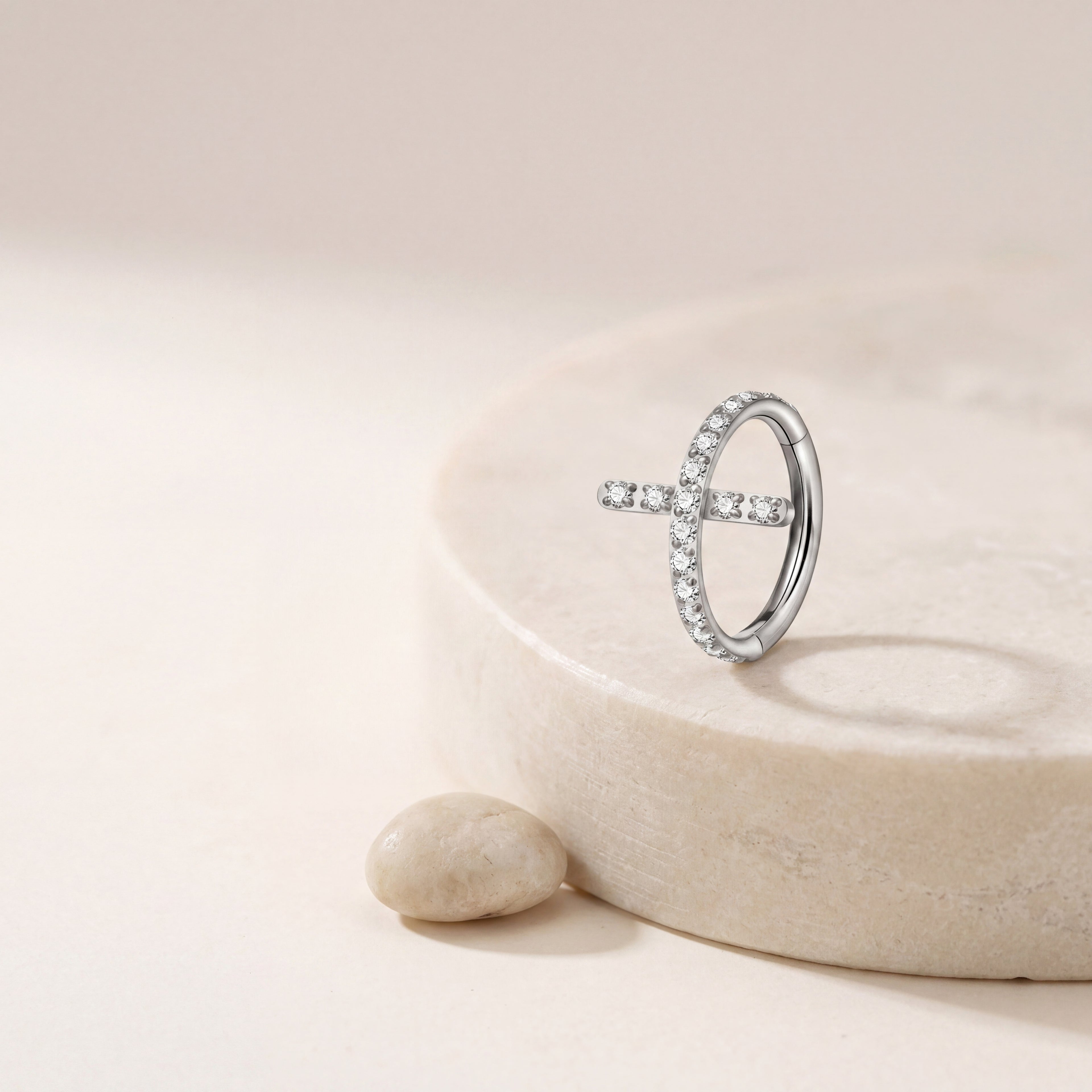 Crystal Cross Titanium Hoop Earrings - image 5