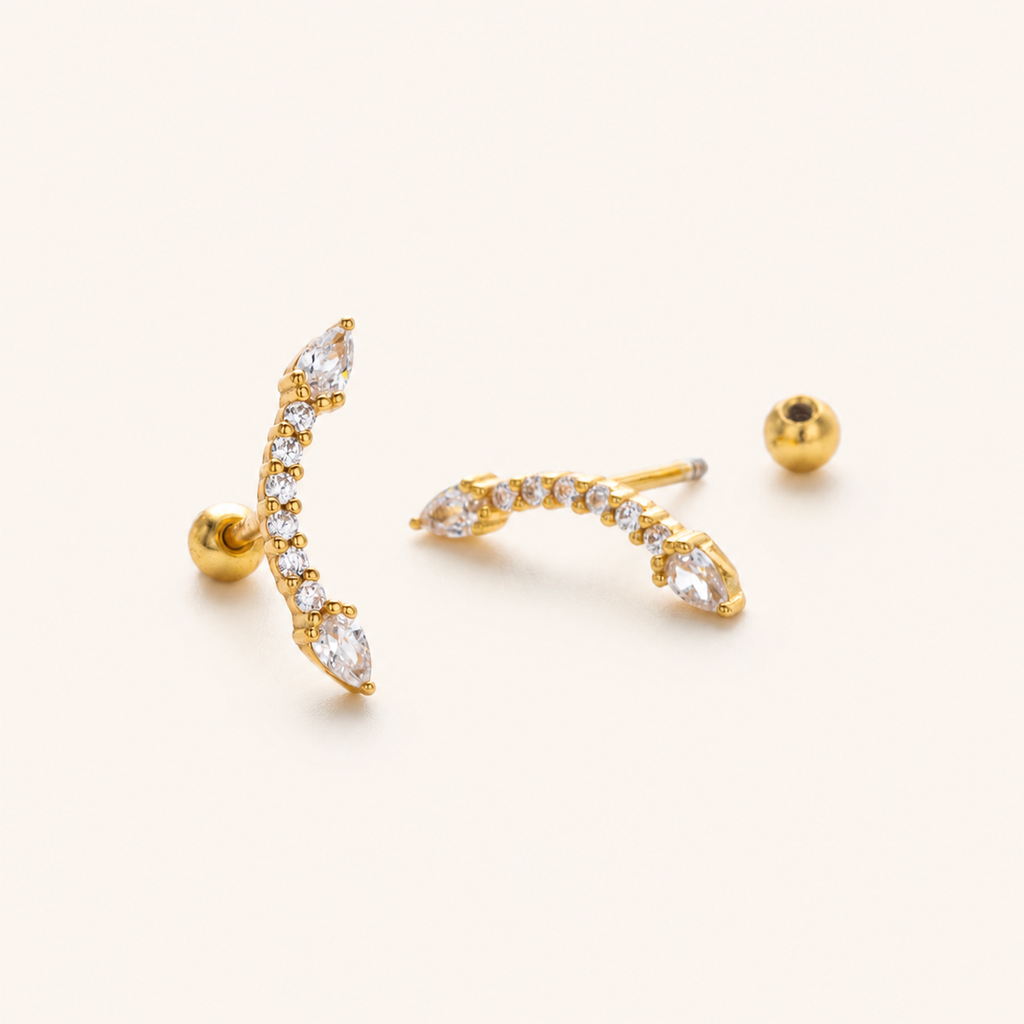 Sterling Silver Ball Zirconia Flat Back Earrings detail view