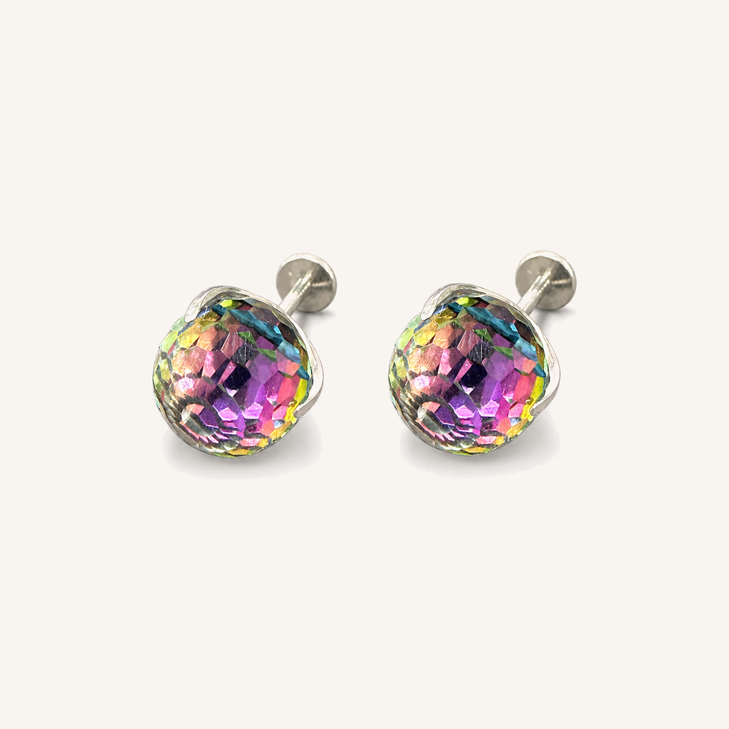 Titanium Gradient Green Crystal Flat Back Stud Earrings