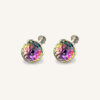 Titanium Gradient Green Crystal Flat Back Stud Earrings