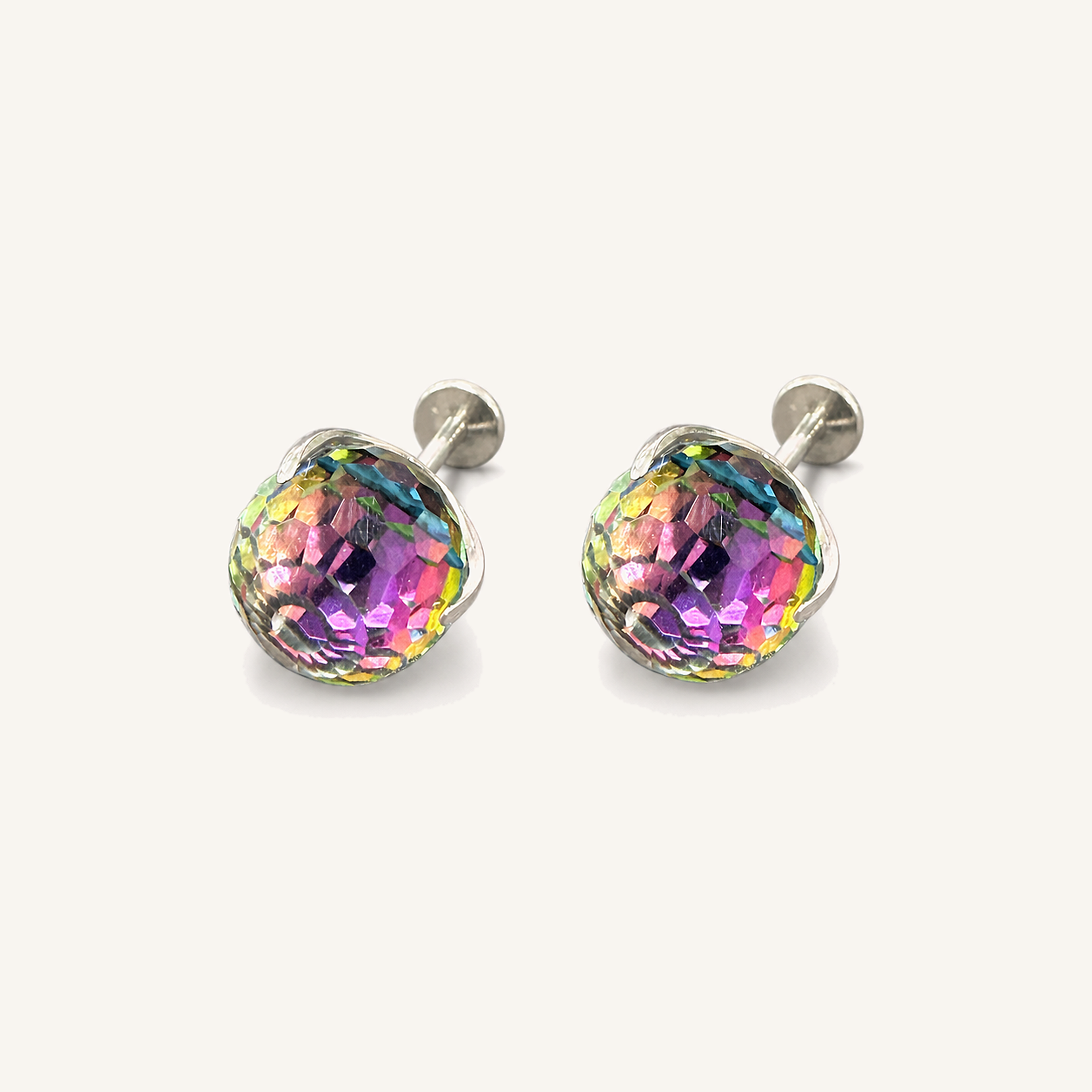 Titanium Gradient Green Crystal Flat Back Stud Earrings