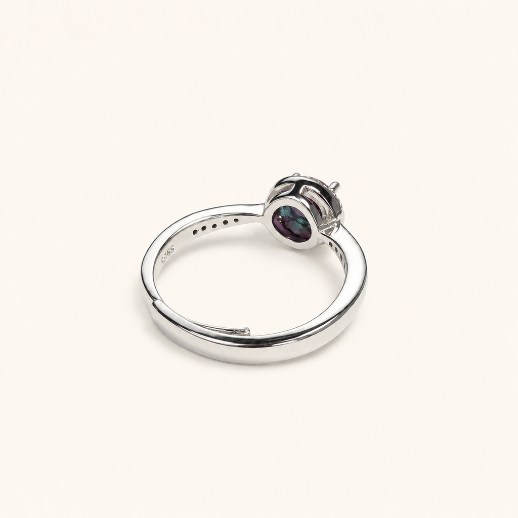 Whisper Halo Lab-Grown Alexandrite Ring side view