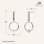 Sterling Silver Crossed Double Ring Stud Earrings - Platinum