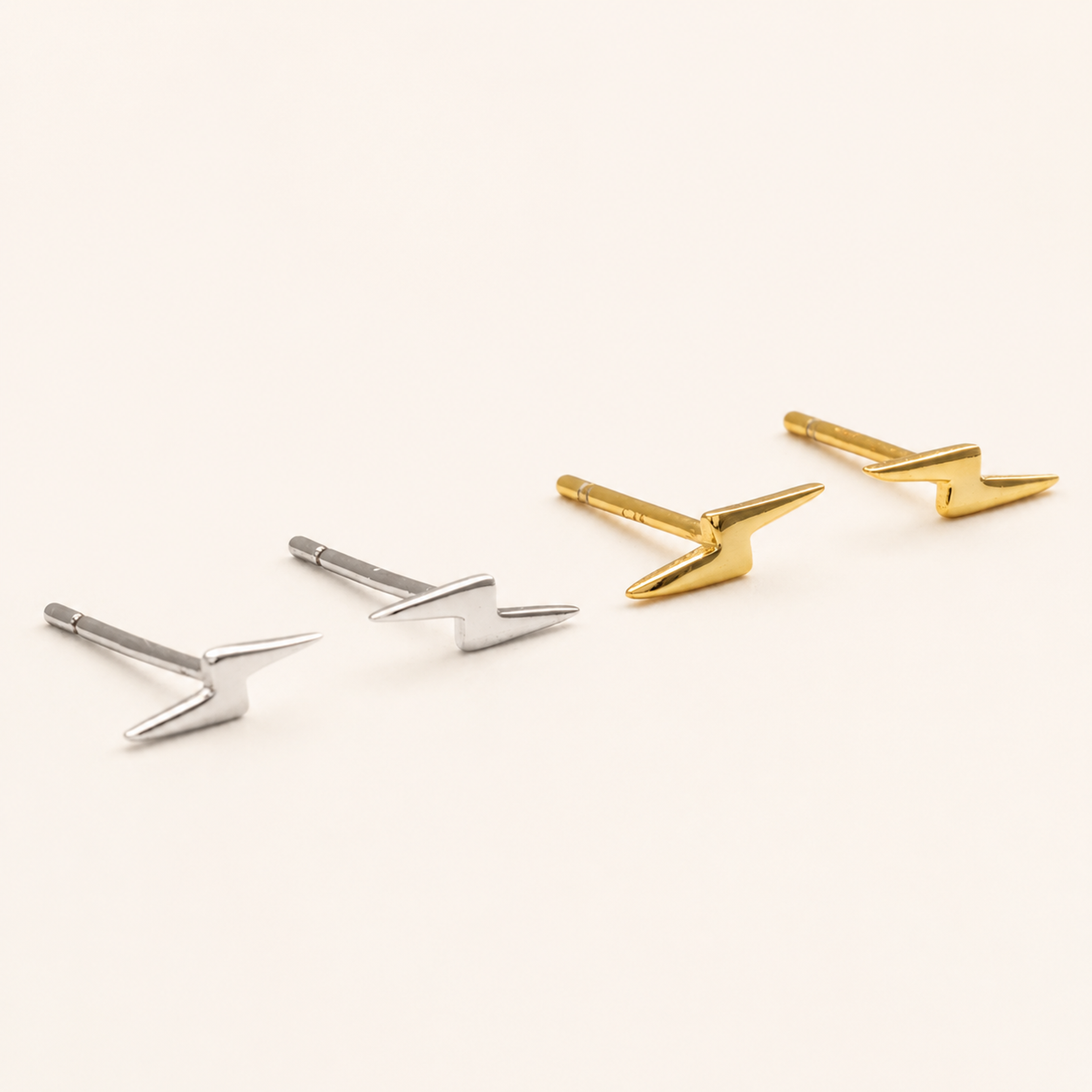 Sterling Silver Lightning Bolt Stud Earrings detail