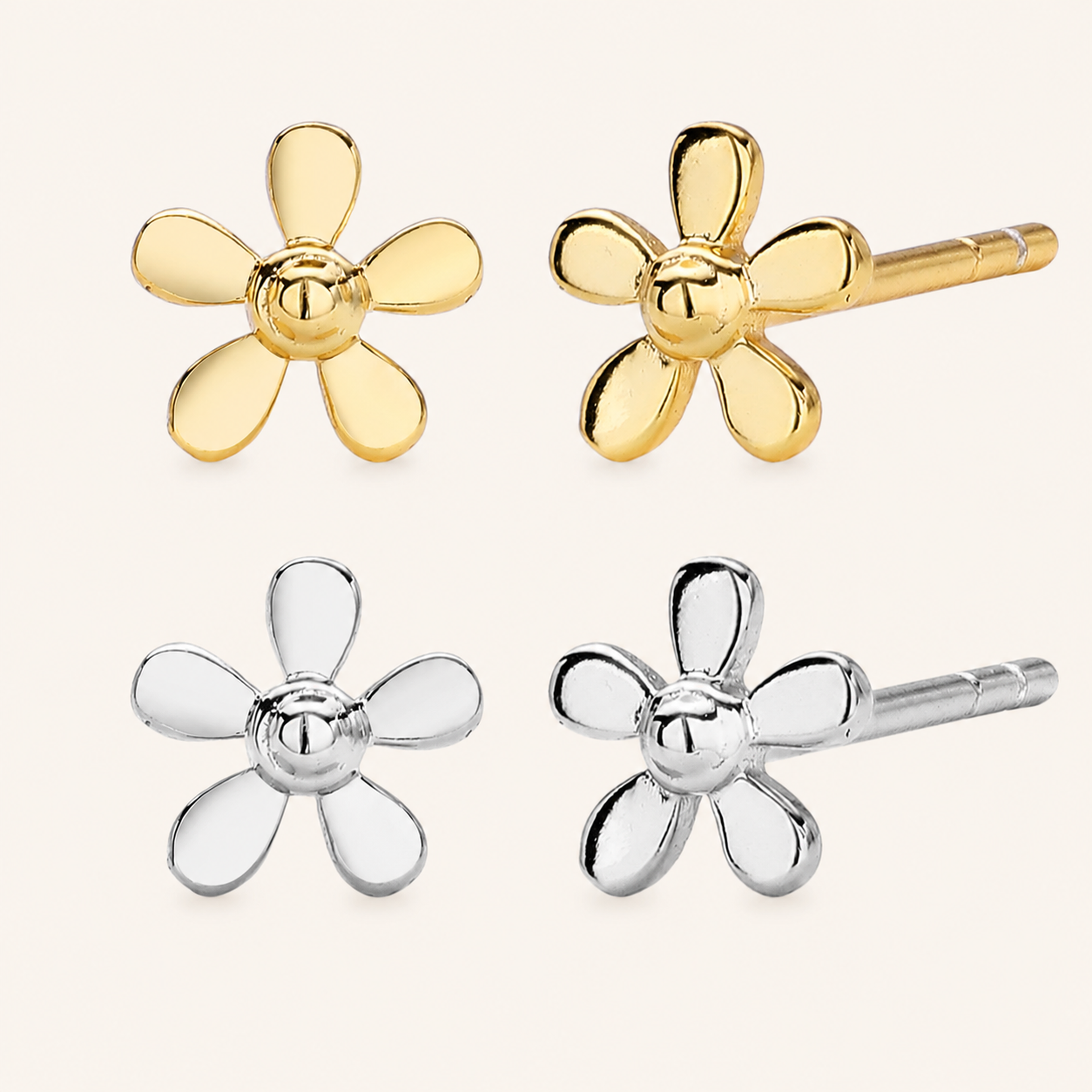 Sterling Silver Mini Flower Stud Earrings
