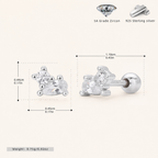 Sterling Silver Zirconia Teardrop Flat Back Earrings - Platinum