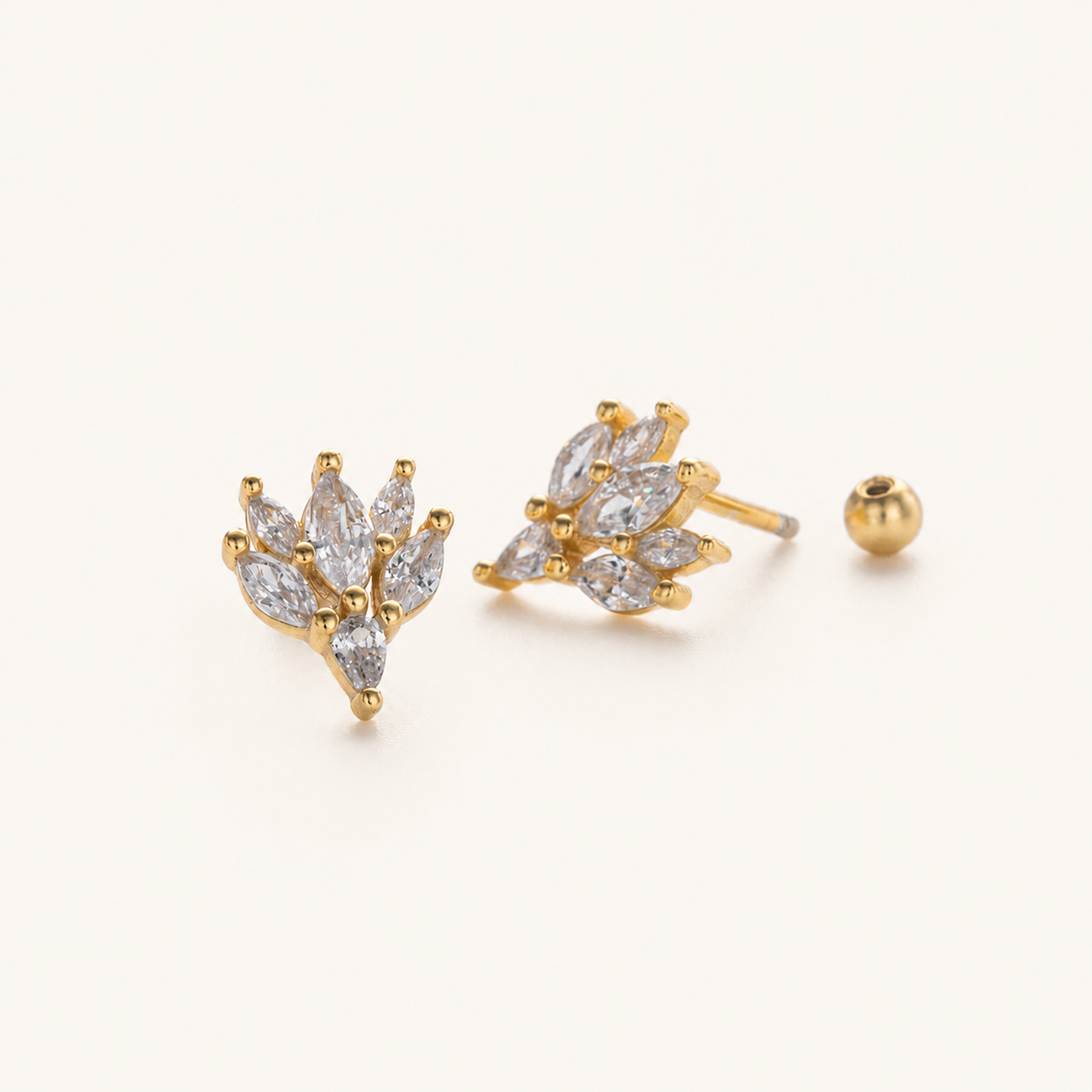 Sterling Silver Marquise Zirconia Flat Back Earrings detail view