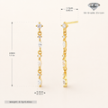Sterling Silver Zirconia Chain Tassel Drop Stud Earrings - Gold