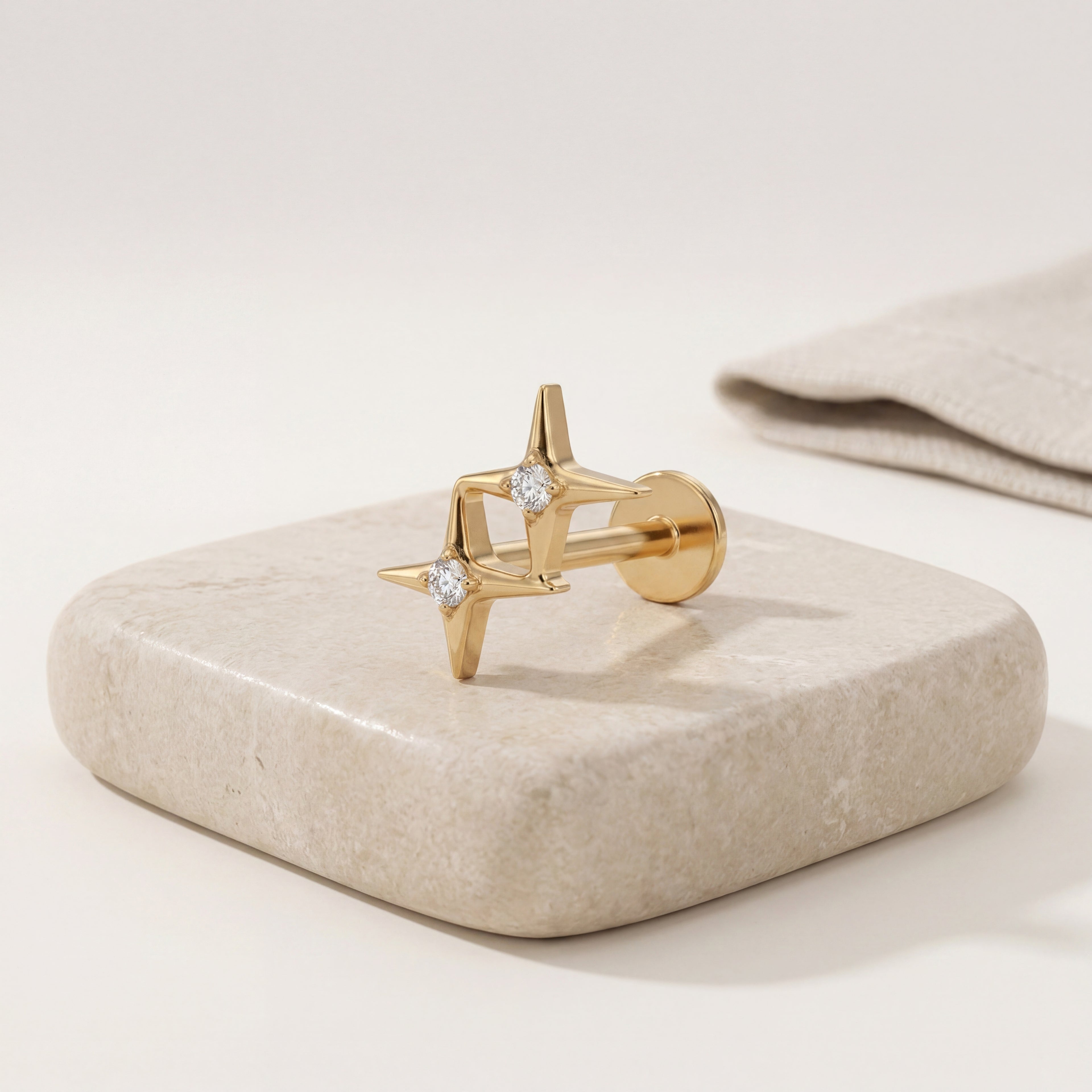 Twin Star Titanium Stud Earrings - image 5