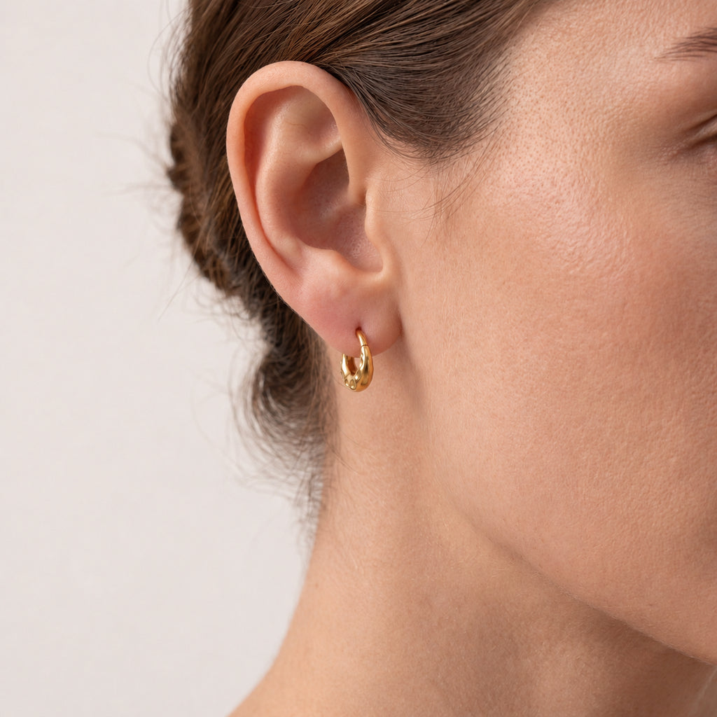 Bubble Texture Titanium Hoop Earrings - image 2