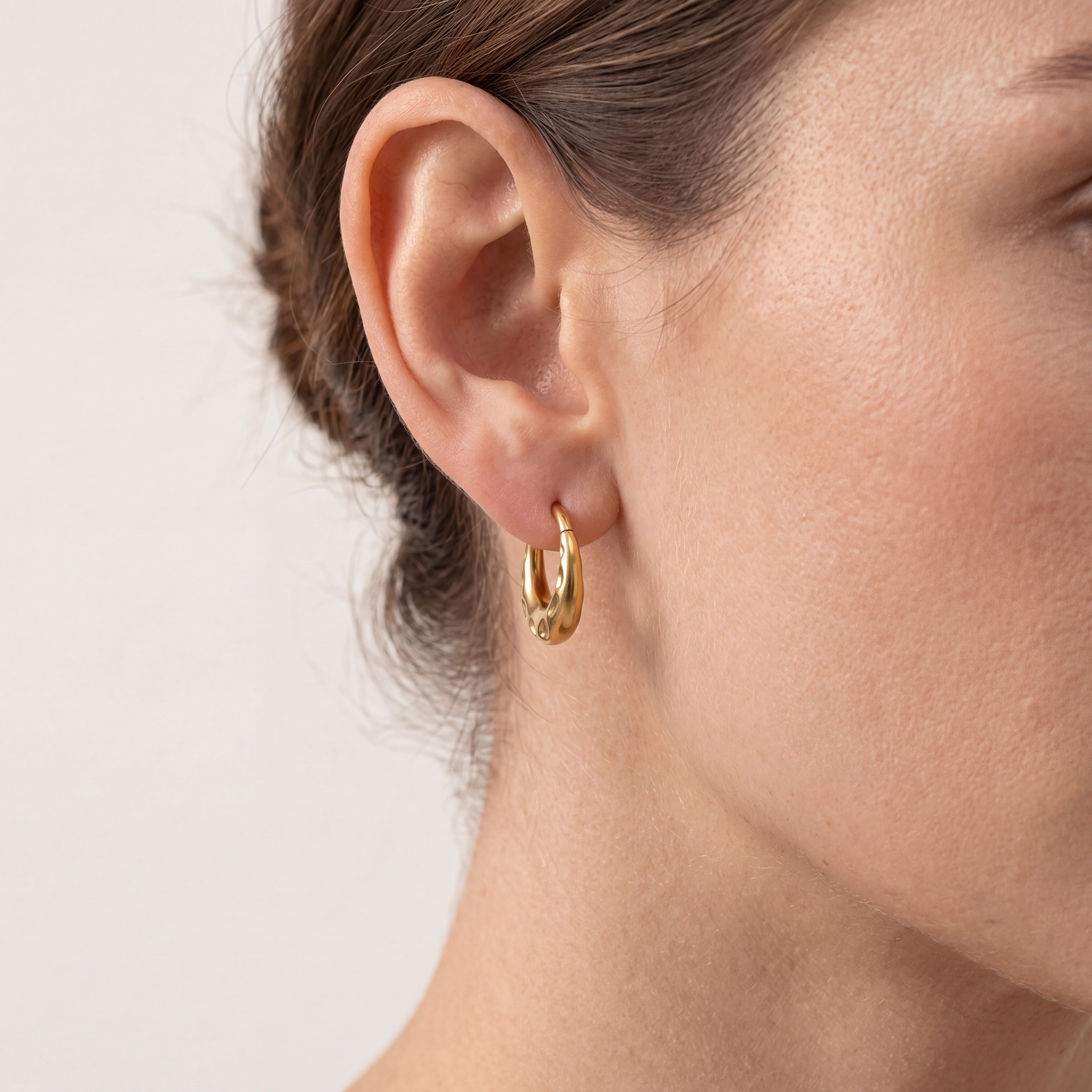 Bubble Texture Titanium Hoop Earrings - image 2