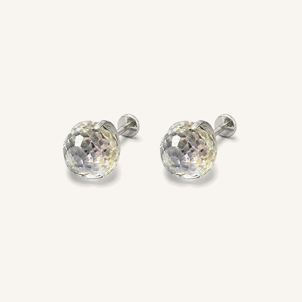 Titanium Gradient Pink Crystal Flat Back Stud Earrings