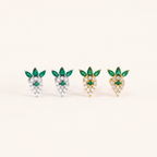 Sterling Silver Emerald-Green Zirconia Flat Back Earrings detail