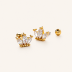 Sterling Silver Zirconia Crown Flat Back Earrings detail