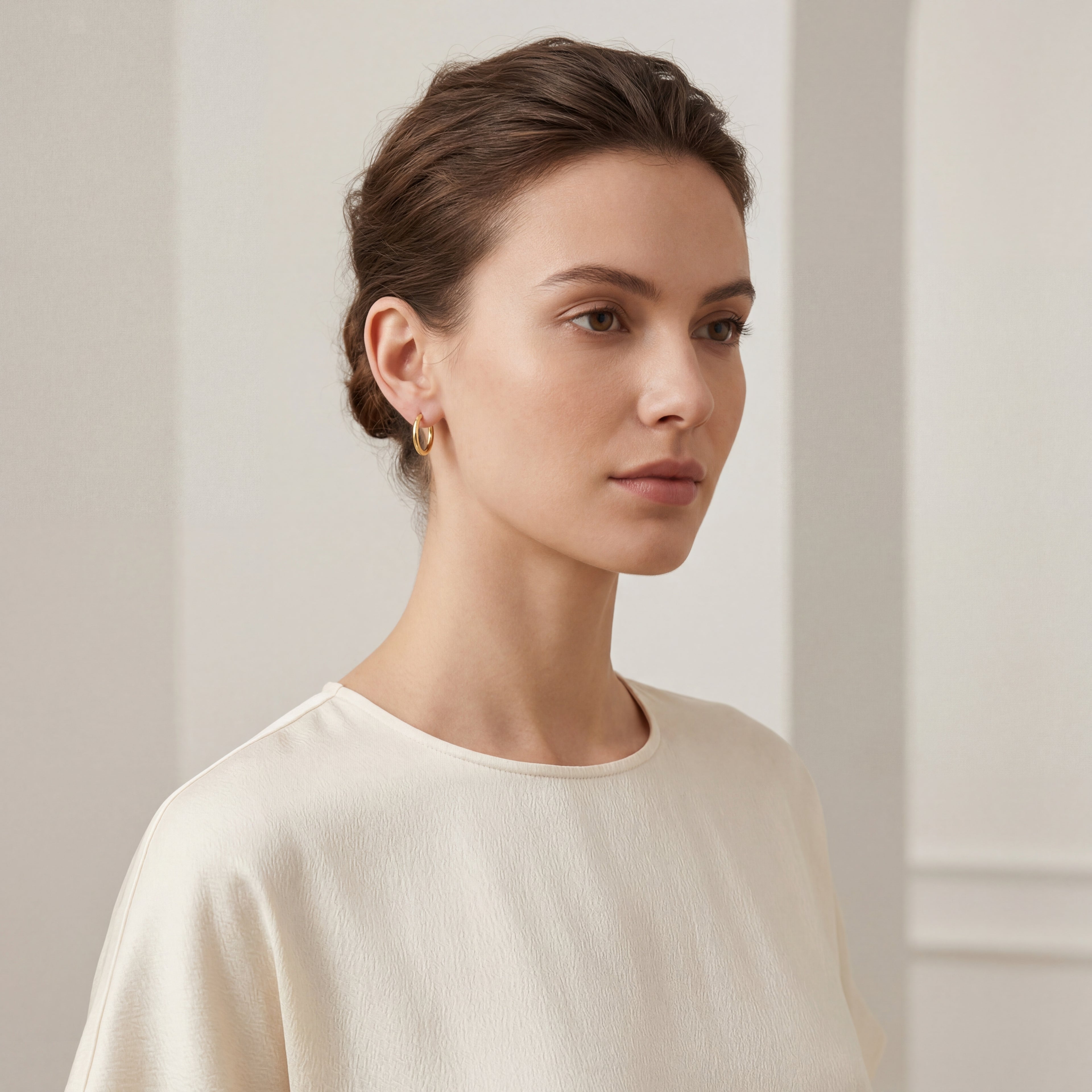 Minimal Titanium Huggie Hoop Earrings - image 3