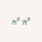 Titanium Blue Topaz Flat Back Stud Earrings