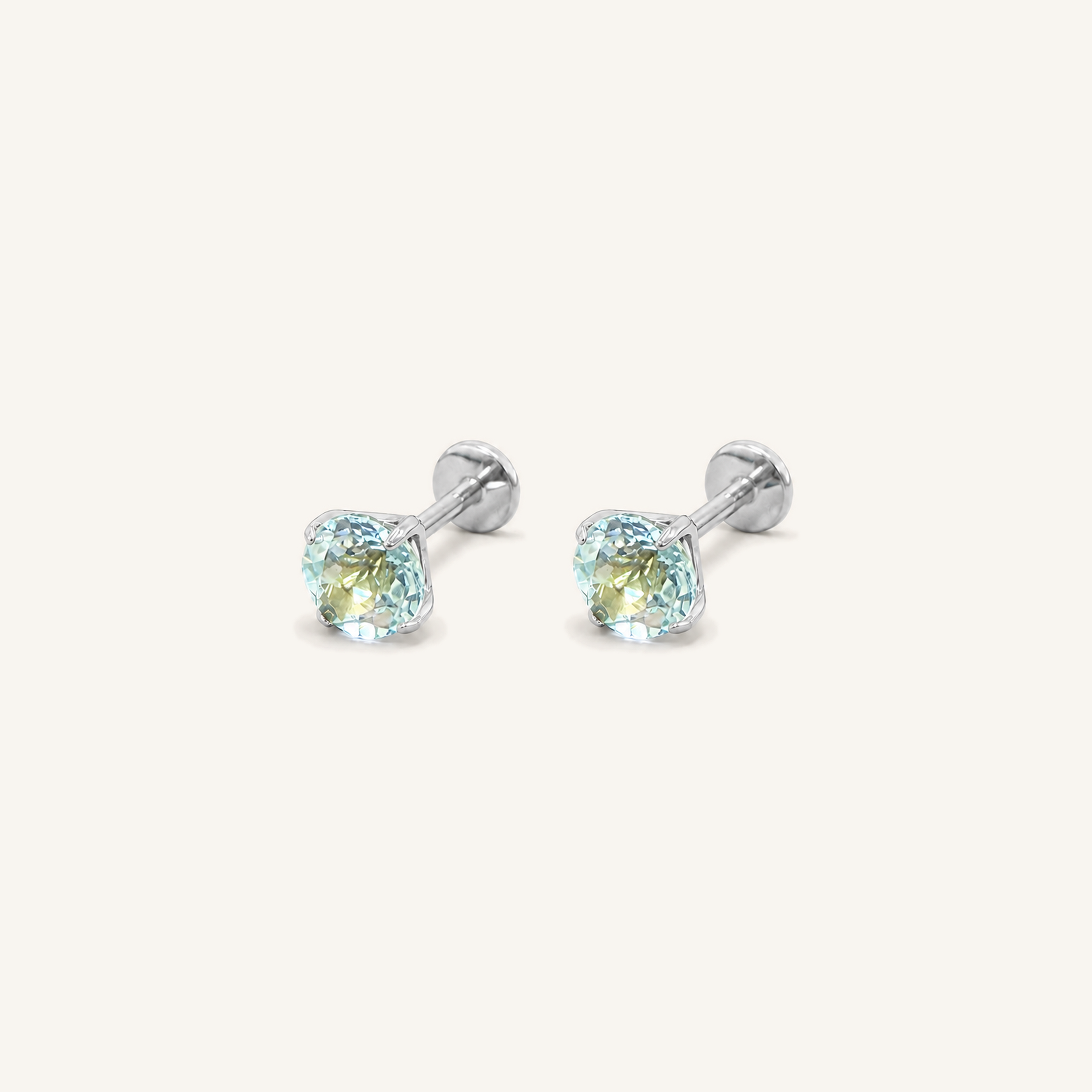 Titanium Blue Topaz Flat Back Stud Earrings