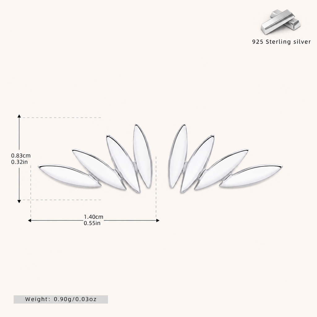 Sterling Silver Leaf Stud Earrings - Platinum