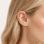 Sterling Silver Marquise Zirconia Flower Stud Earrings worn on the ear