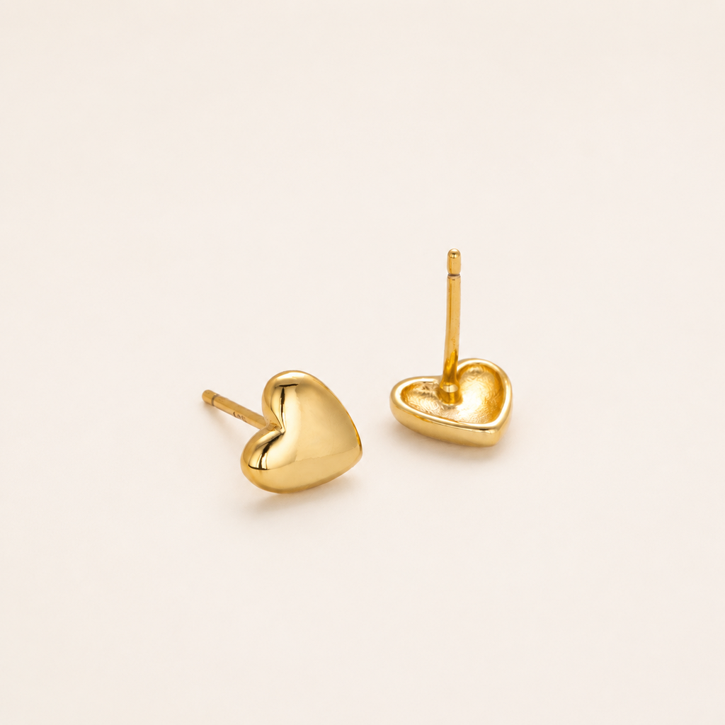 Sterling Silver Polished Heart Stud Earrings detail