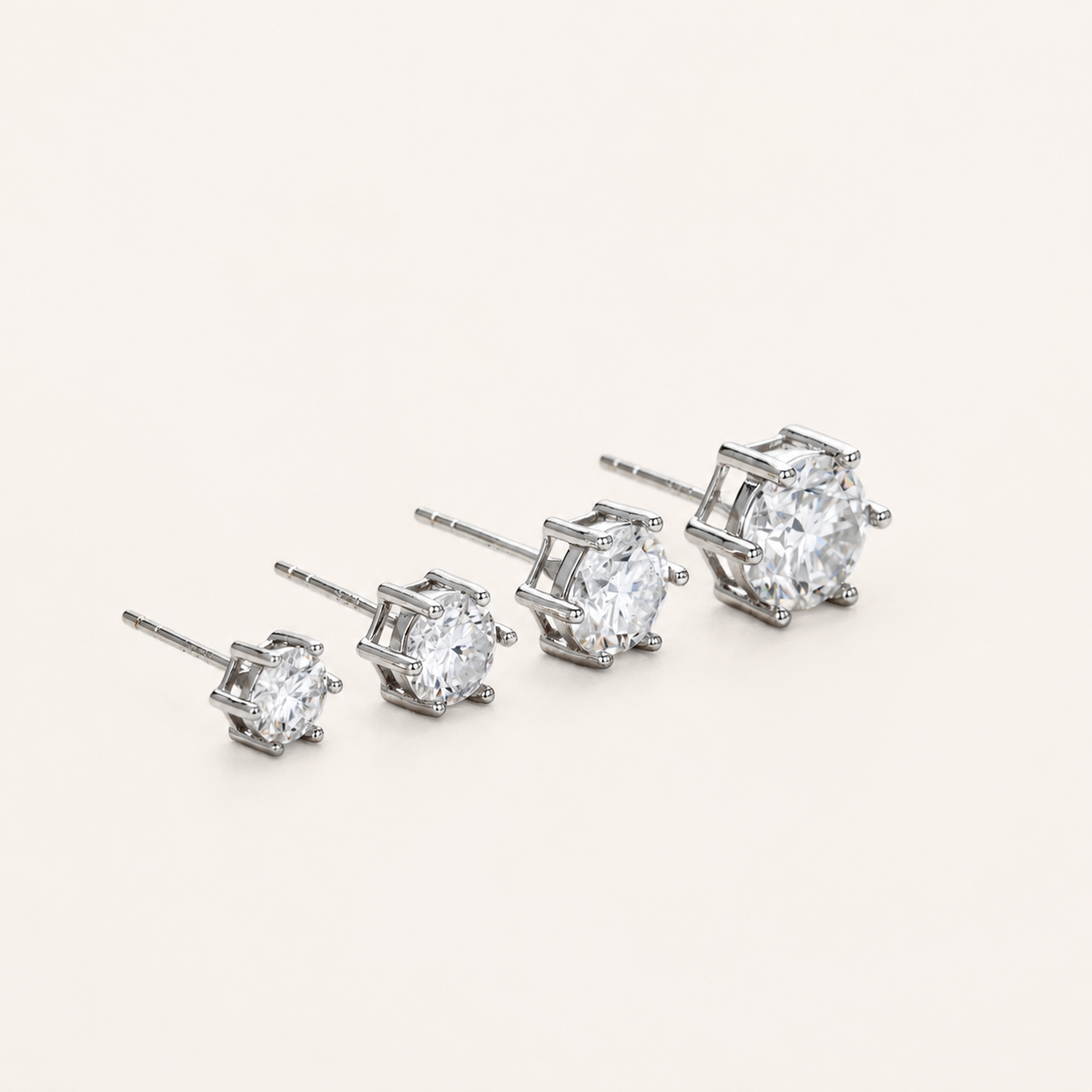 Sterling Silver Six-Prong Moissanite Stud Earrings detail