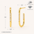 Sterling Silver Geometric U-Shape Zirconia Stud Earrings - Gold