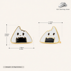Sterling Silver Rice Ball Stud Earrings - Gold
