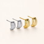Sterling Silver Crescent Moon Ball Stud Earrings detail