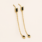 Sterling Silver Zirconia Tassel Chain Drop Stud Earrings detail