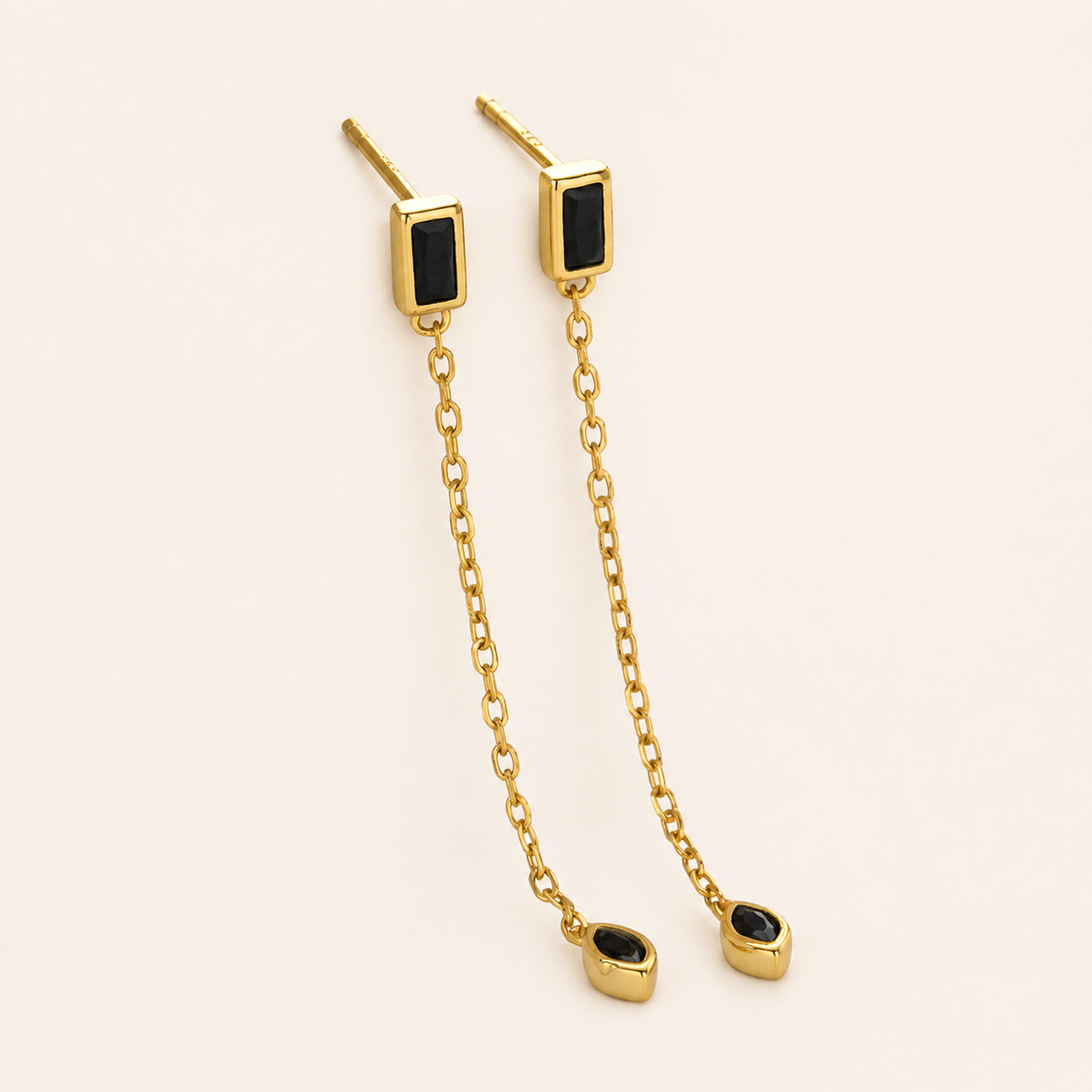 Sterling Silver Zirconia Tassel Chain Drop Stud Earrings detail