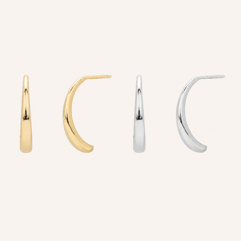Sterling Silver Petal Half-Arc Stud Earrings