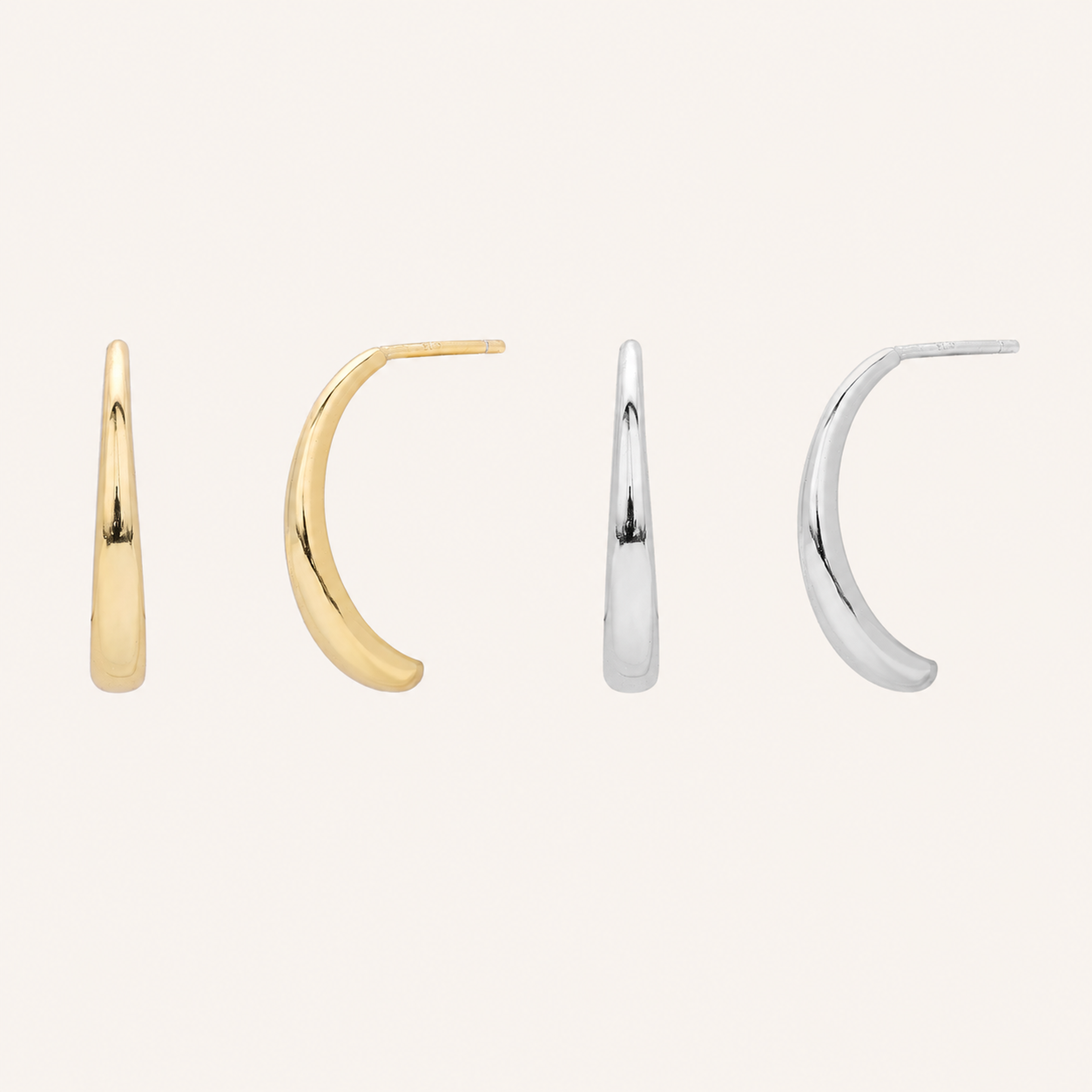Sterling Silver Petal Half-Arc Stud Earrings