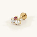 Pearl Cluster Titanium Stud Earrings - Gold