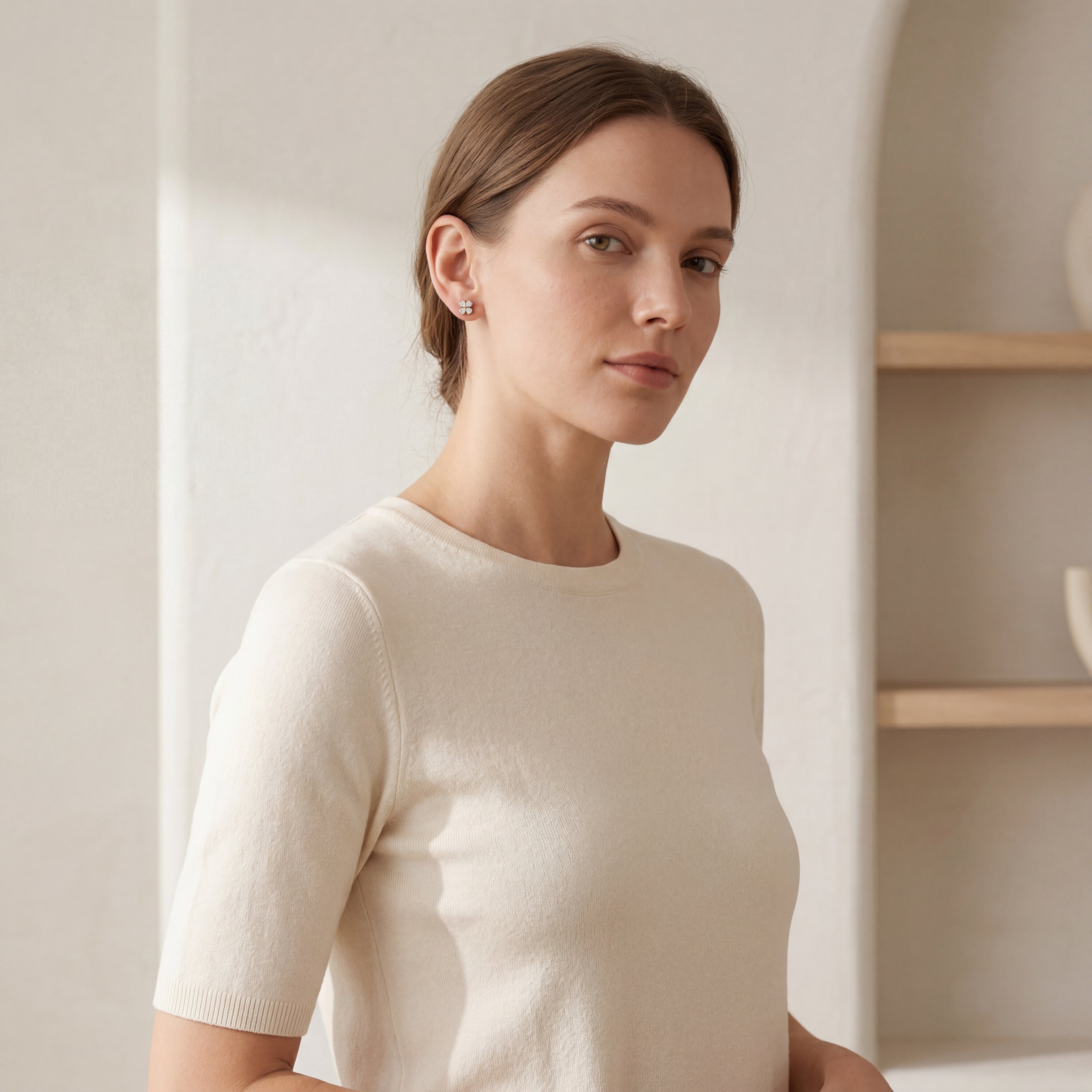 Lucky Clover Titanium Stud Earrings - image 3