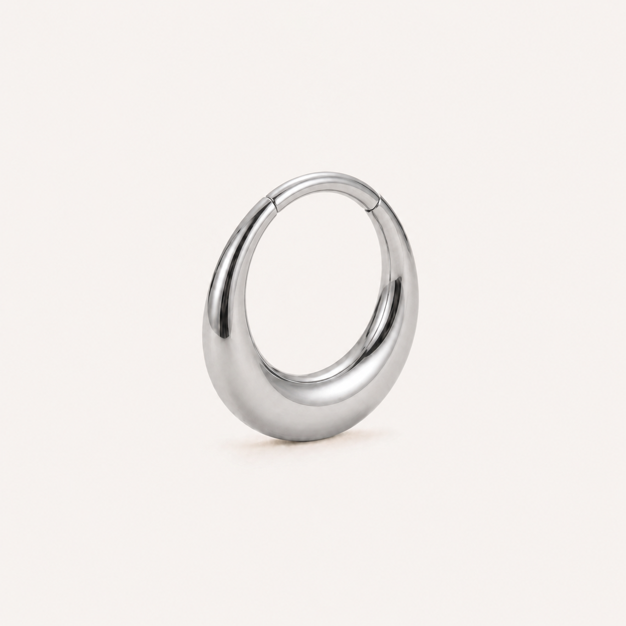 Smooth Puffy Titanium Hoop Earrings - Silver