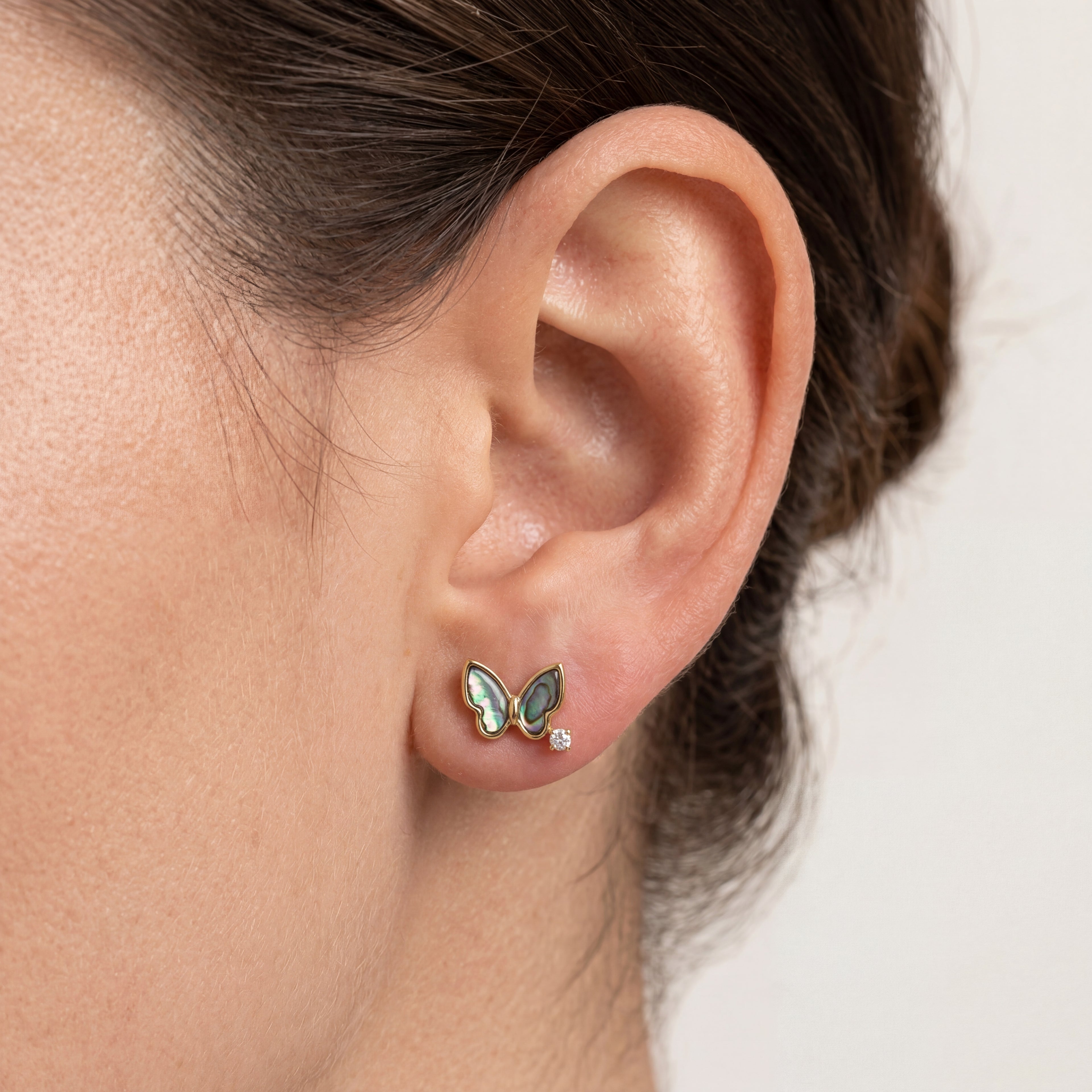 Shell Butterfly Titanium Stud Earrings - image 2