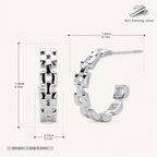 Sterling Silver Polished Chain Drop Stud Earrings - Platinum